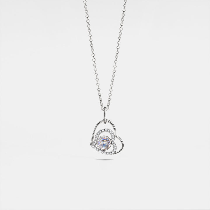 Custom Double Heart Photo Projection Necklace