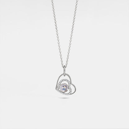 Custom Double Heart Photo Projection Necklace