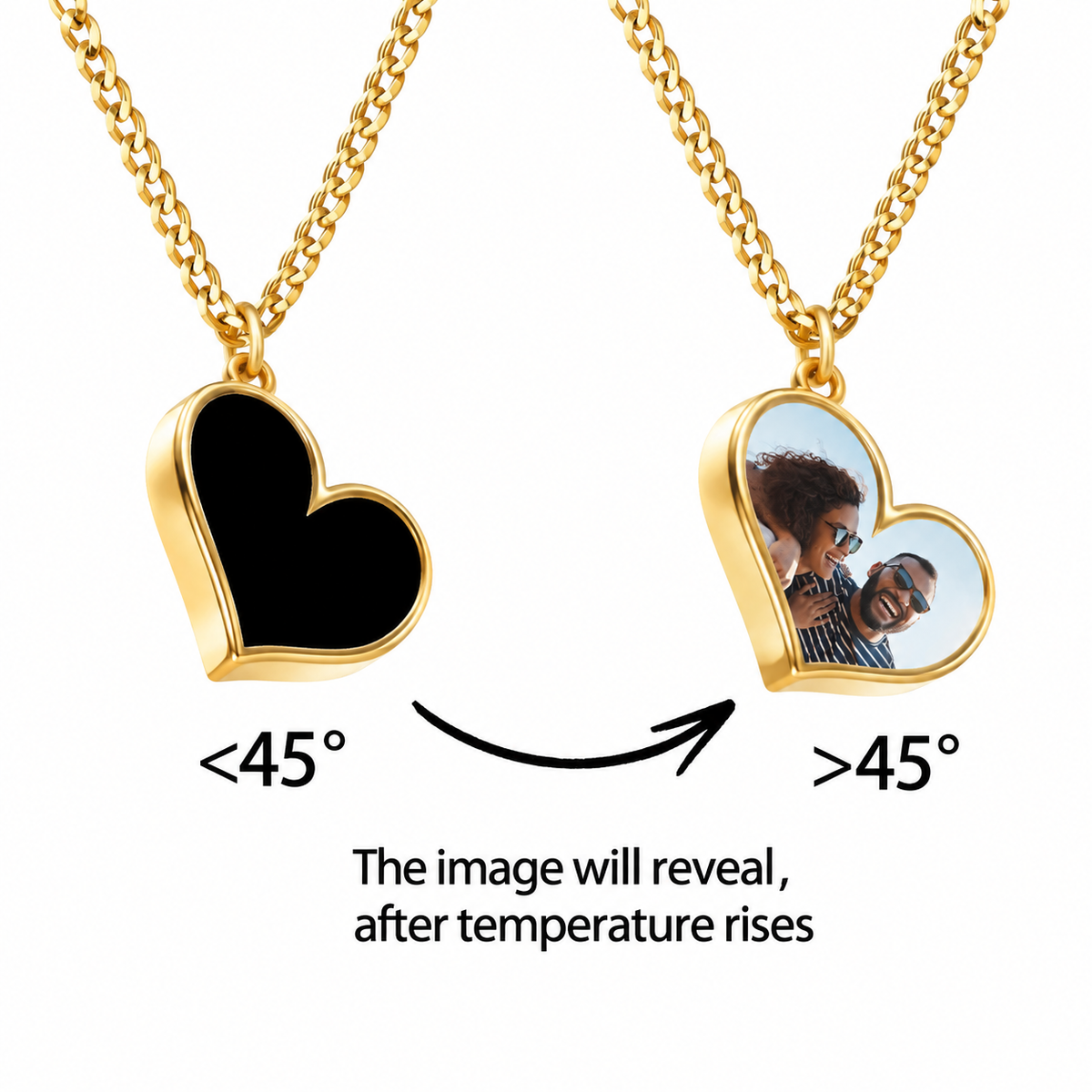 Slant Heart - Heat Activated Photo Necklace