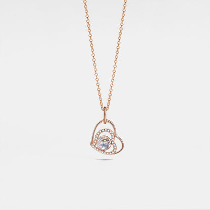 Custom Double Heart Photo Projection Necklace